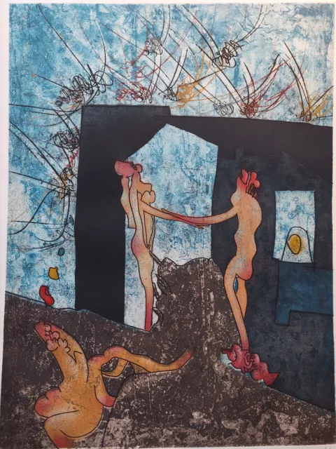 Roberto MATTA. Signed etching and aquatint "La dance de la mort", 1972