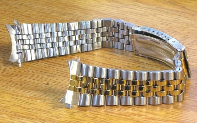 20mm Curved Jubilee Style Two Tone Stainless Metal Watch Band Link Bracelet