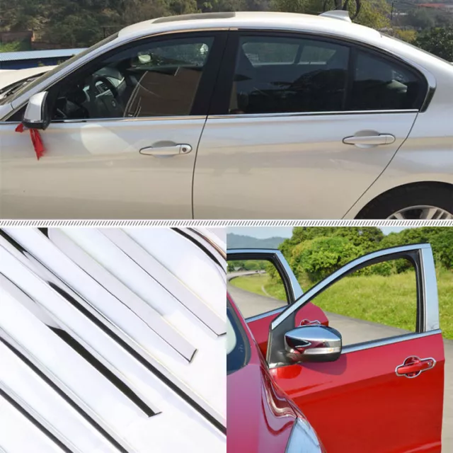 8pcs New Stainless Steel Door Window Frame Sill Molding Trim For BMW 3 Series