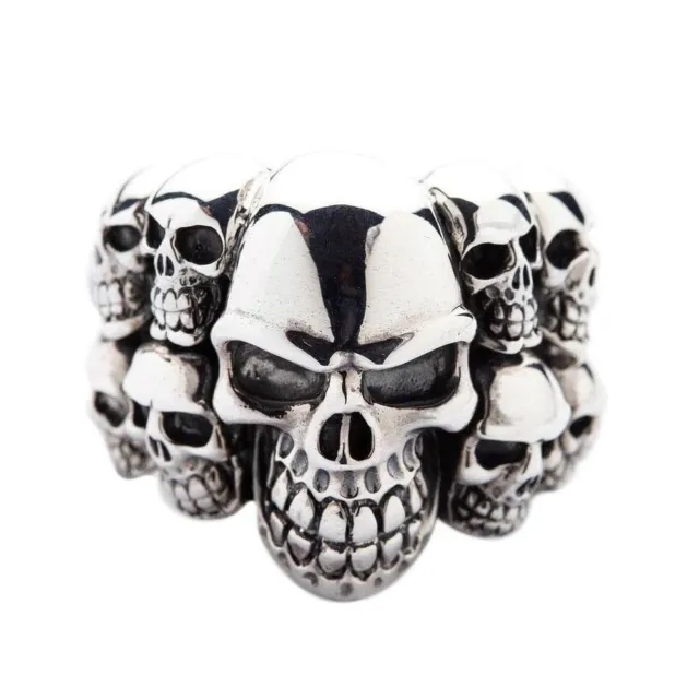 Sterling Silver Phantom Skull Biker Ring