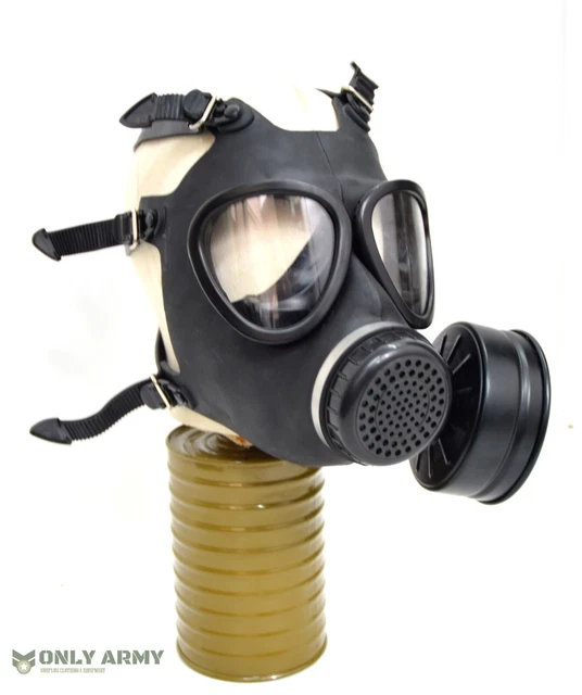 RARE ARMY MILITARY Surplus Black Rubber Gas Mask 40MM Filter Protective