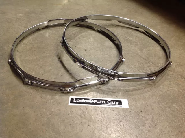 14" Ludwig Supraphonic etc 10-hole Snare Drum Hoops ONE BROKEN HOLE see pic #YC2