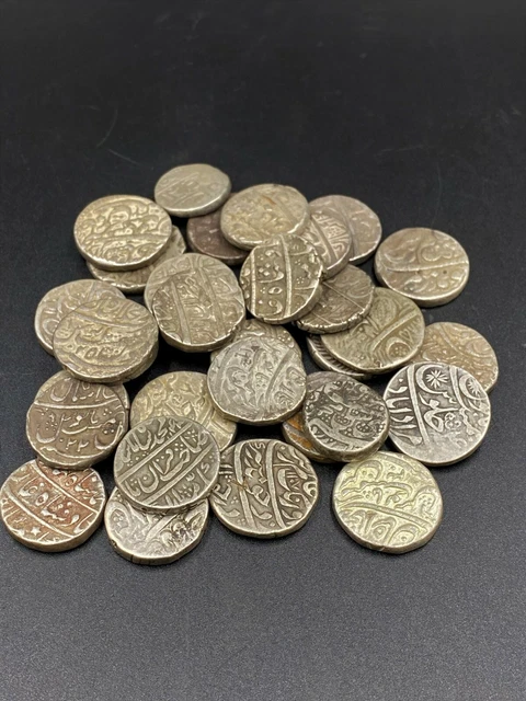 Lot Of Old Antique Ancient Islamic Silver Mughal Empire 17th-18th Coins India