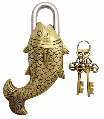 Fish Shape Puzzled Tricky Lock Brass Padlock Victorian Style Heavy Door Lock GT
