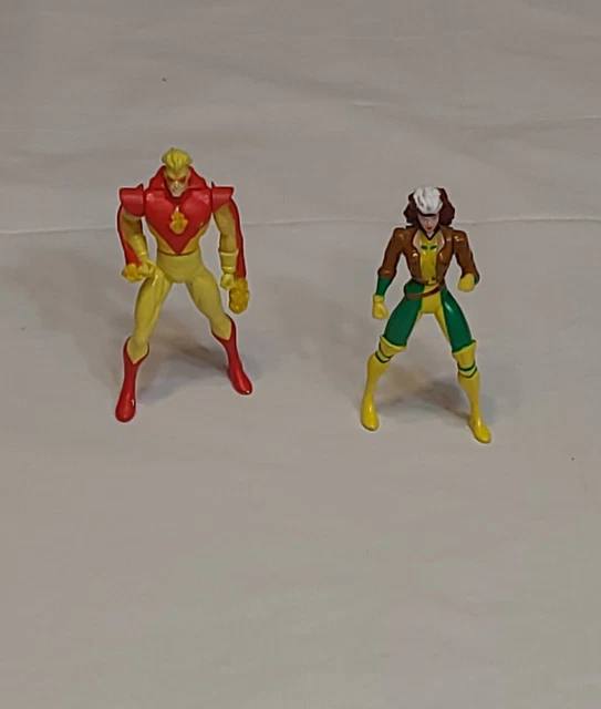 X-men Steel Mutants Die Cast Metal Rogue Vs. Pyro Poseable Figures 1994 MOC