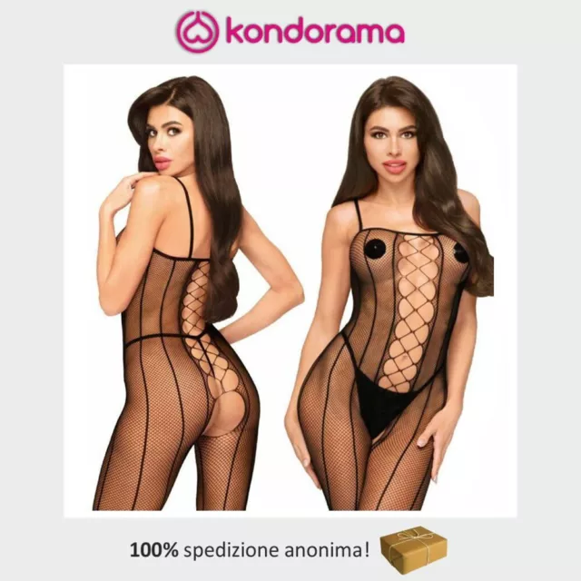 Penthouse bodystocking tutina nera sexy da donna intimo trasparente aperta sotto