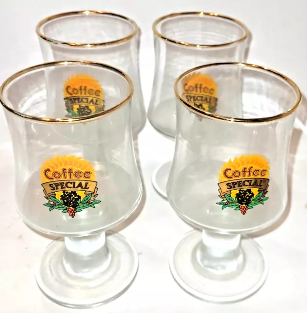 Irish Liqueur Coffee Glasses Dema Coffee Special 1970s home bar decor x4