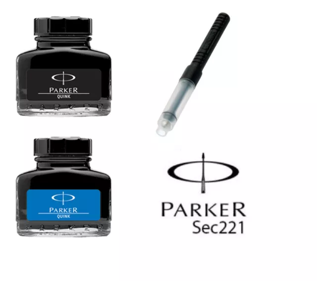 ORIGINAL PARKER QUINK BRUNNEN TINTENFLASCHE TOPF 30ml - BLAU SCHWARZ