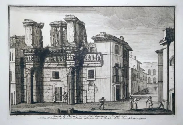 Radierung, Tempio di Pallade in Rom, Giuseppe Vasi/ Piranesi, um 1800