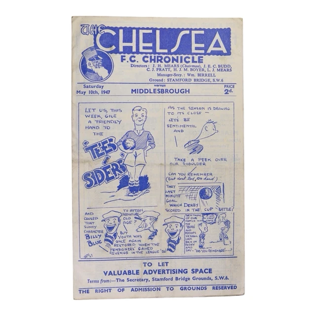 Programme )) CHELSEA V MIDDLESBROUGH 1996/97 / FRANCK LEBOEUF en couverture