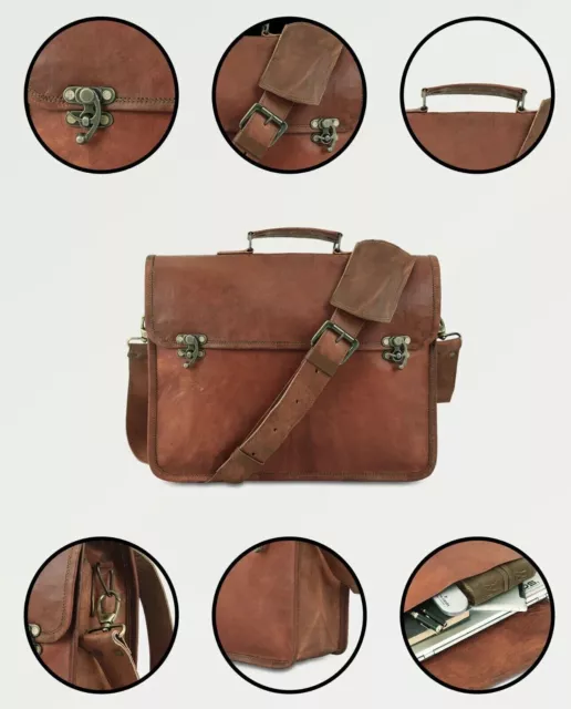 NUOVA borsa per laptop da 15 "a tracolla in pelle vintage LOCK Messenger...