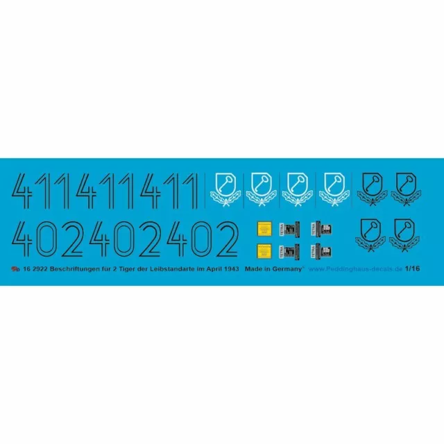 Peddinghaus Decals 1220002922 - Beschriftungen für 2 Tiger I der Leibstandarte