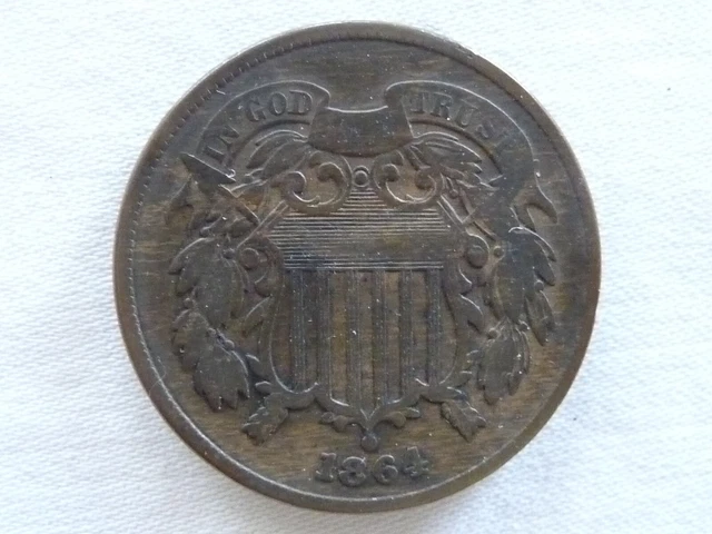 1864 2c Shield Two Cent Piece US Coin Large Motto