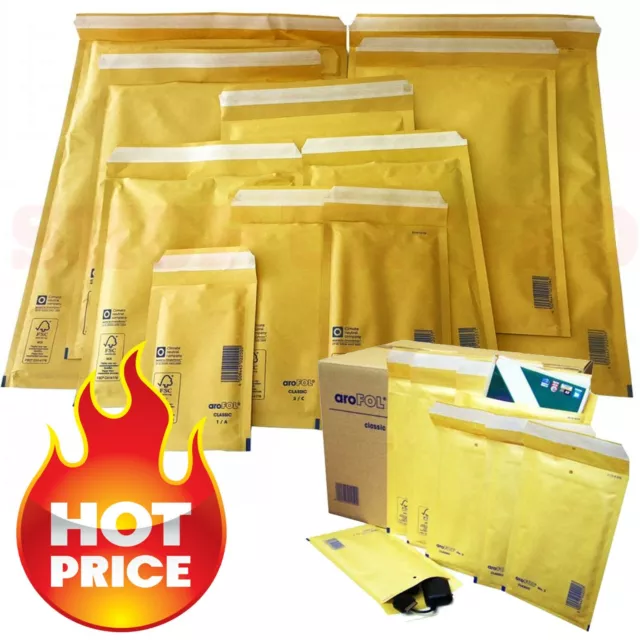 Arofol Genuine Gold Bubble Padded Envelopes Mailers Bags *All Sizes / Qty's*
