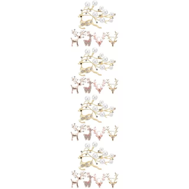 20 Pcs Alloy Elk Brooch Miss Christmas Rhinestones Badge Pin 2