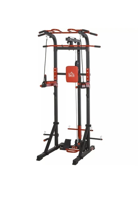 HOMCOM POWER TOWER Pull Up Dip Station With Cable Pull Down And Low Row ...