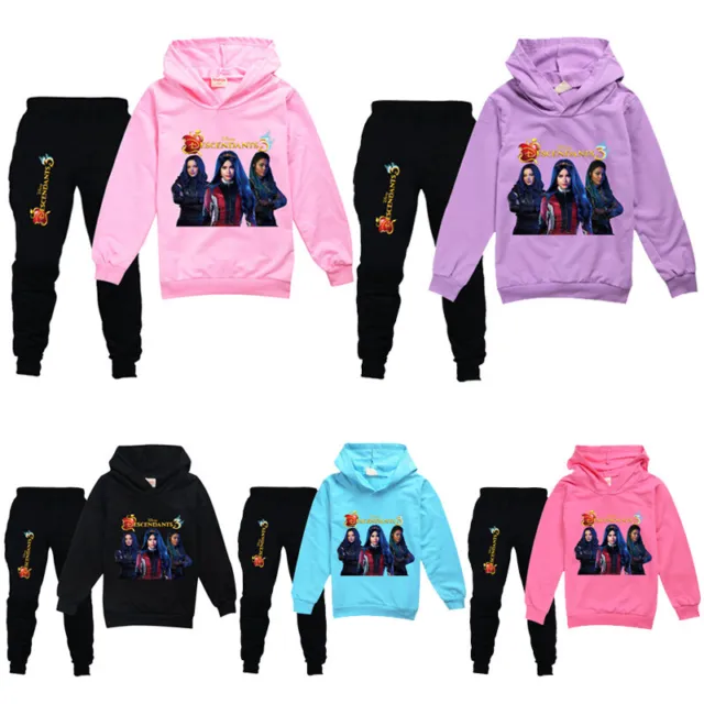 New Boys Girls Descendants 3 Casual Hoodies Sweatshirt Tops +Trousers 2pcs Set