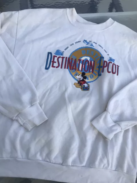 Walt Disney World 90s Vintage Destination Epcot Sweatshirt Like Large STAINS