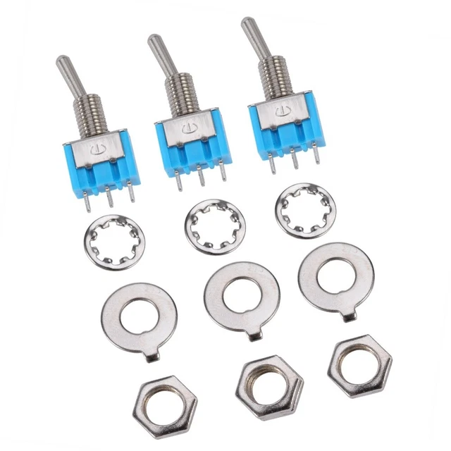2 Interruttori A Levetta Metallici SPDT Mantenuti ON/OFF/ON – 15A 250V, 3 Terminali, Con Cappuccio Impermeabile Rosso