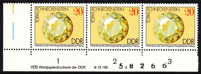 Briefmarken DDR Mi Nr. 2008 Minerale Freiberg  BZN Druckvermerk DV WPD II **