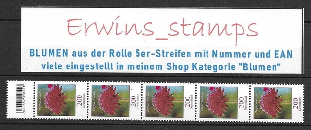 BLUMEN Bund POSTFRISCH Mi.-Nr.: 3556 5er-Streifen mit Nummer 5 - 200 Auswahl