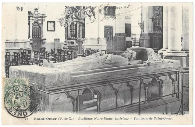 SAINT-OMER 62 Basilique Notre Dame CPA écrite à Melle Villenave de Béziers 1907