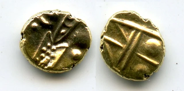 Rare gold fanam minted by the Dutch VOC company in Tuticorin, ca.1658-1779, Sout