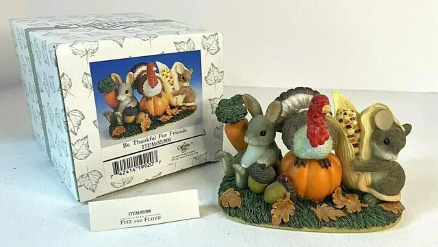 Charming Tails Be Thankful for Friends by Fitz and Floyd Signed Dean Griff 2000