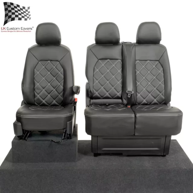 Vw Crafter Front Seat Covers Leatherette Tailored (2024 Onwards) Black 1156