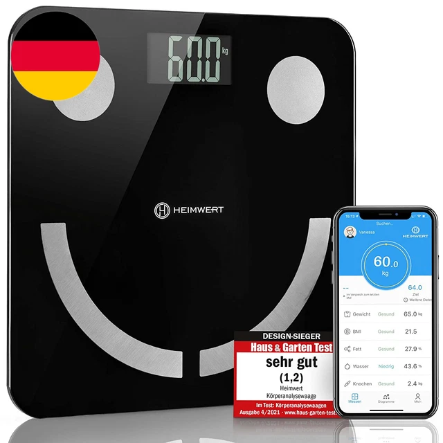 Körperfettwaage Test SEHR GUT - Testsieger Design Waage Mit Bluetooth APP Und Wi