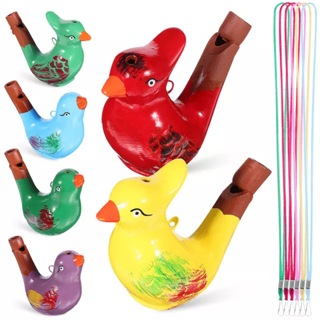 Zerodeko 6PCS Ceramic Bird Whistles with Lanyards for Kids Party Favors-