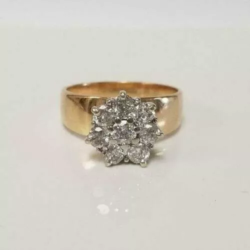 1.50Ct Lab-Created Diamond Cluster Womens Engagement Ring 14K Yellow Gold Finish