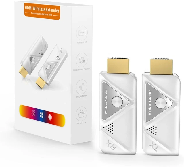 PWAYTEK Trasmettitore E Ricevitore HDMI Wireless 1080P@60Hz – Supporto USB-C, Distanza 30m, Plug-and-Play Per TV E Proiettori