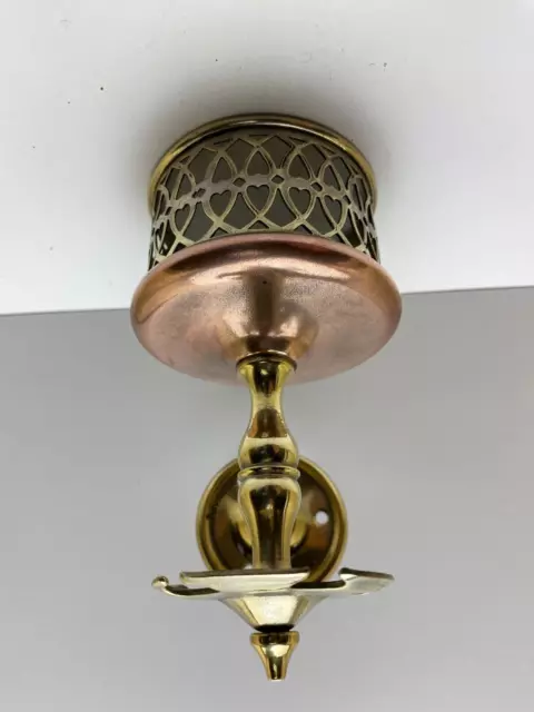 Antique S. Sternau Co. Brass & Copper Cup & Toothbrush Holder Late 1800's