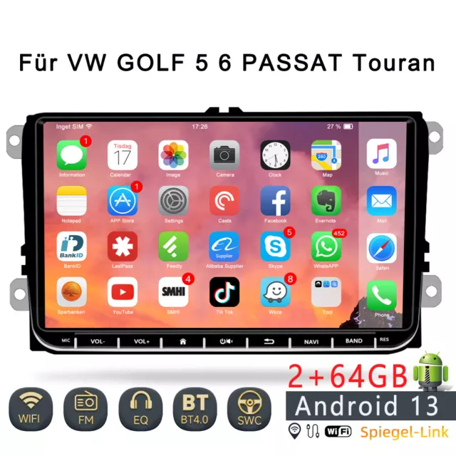 RADIO DE COCHE 9 Android 13 GPS NAVI 32G para VW GOLF 5 6 Touran Tiguan  Passat Polo EUR 101,67 - PicClick ES