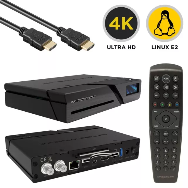 Dreambox Two UHD 4K RC20 2xDVB-S2X Tuner MIS double WiFi Linux E2 Récepteur Sat