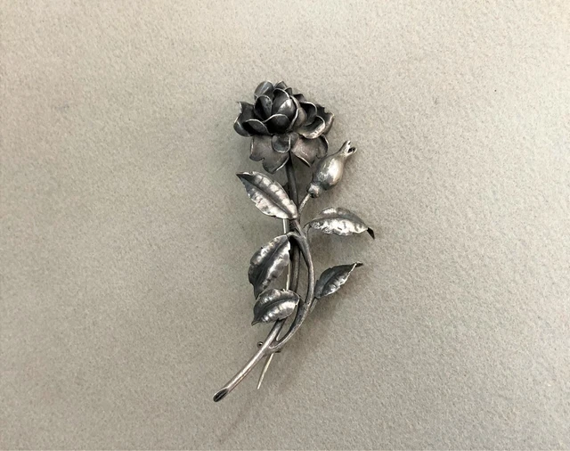 Ancienne Broche Art Déco En Argent Massif 925 - Créateur (Sans Marque)