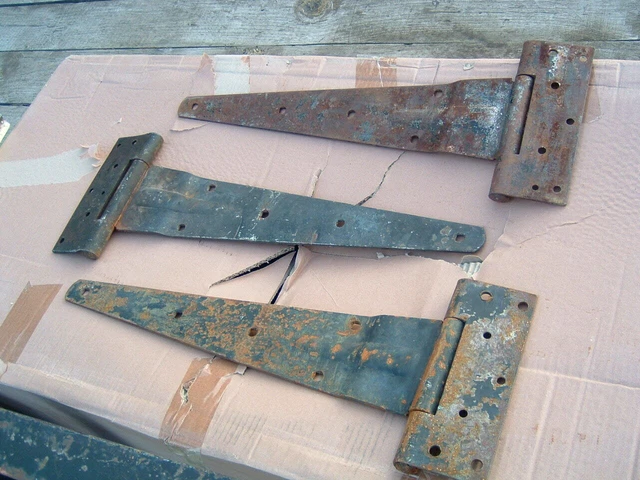 Barn Door Hinges, 3 pieces.  21” Length, unusual style ,vintage 3
