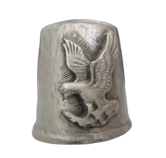 Vintage Thimble Eagle Signed Radcliffe Pewter Sewing Collectible