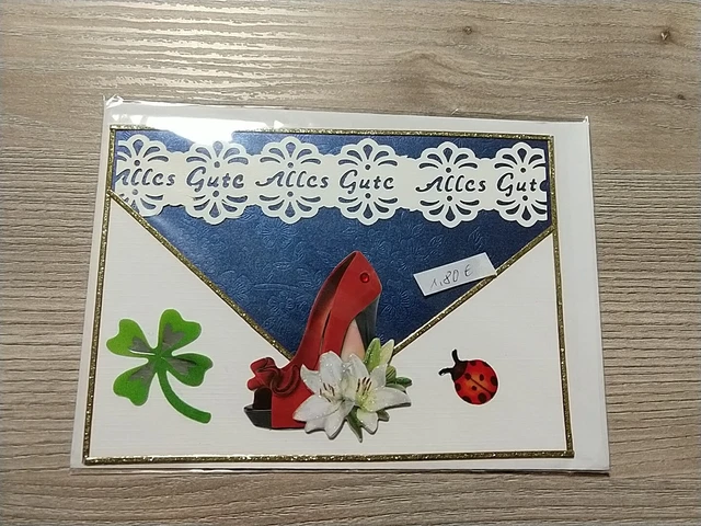 Handgefertigte Glückwunschkarte Mit Glitzer-Schuh – 16x16 Cm, Für Besondere Freundinnen