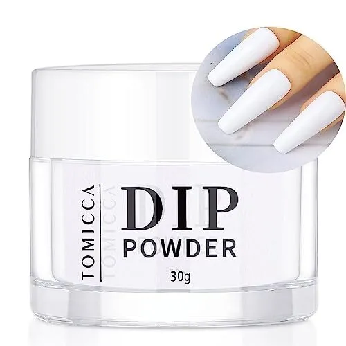 TOMICCA Dipping Powder Blanc,1*30g White Poudre Acrylique Pour Ongles,Pas besoin