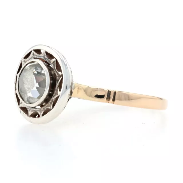 Georgian Era Diamant Solitär Ring - 14k Gold & Silber antike Rose 0,68ct 3