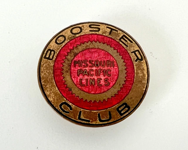 Vintage Missouri Pacific Lines Booster Club Brass Enamel Pin Button Railroad