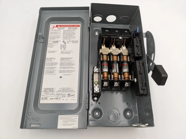 Square D D332N Safety Disconnect Switch General Duty 60 Amp 240 VAC 3P FRN-R-50