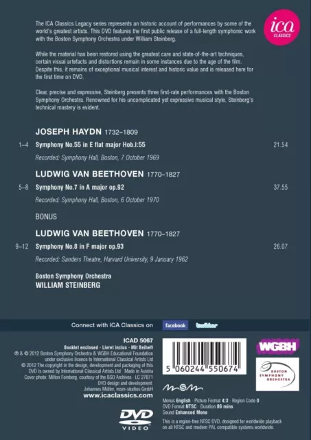 Haydn/ Beethoven: Steinberg (Symphony No. 55/ Symphony No. 7/ 8) (ICA Clas (DVD) 2