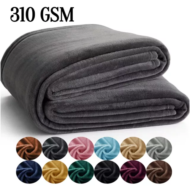 Super Soft & Warm Fleece Blanket Large Sofa Bed Mink Throw Over Double King Size