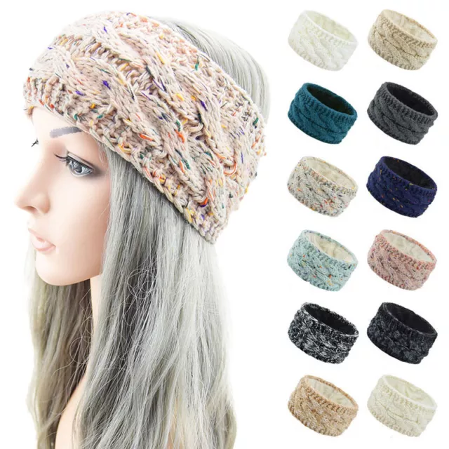 New Women Warm Knit Fleece Lined Headband Winter Ear Warmer Hair Band Head Wrap*