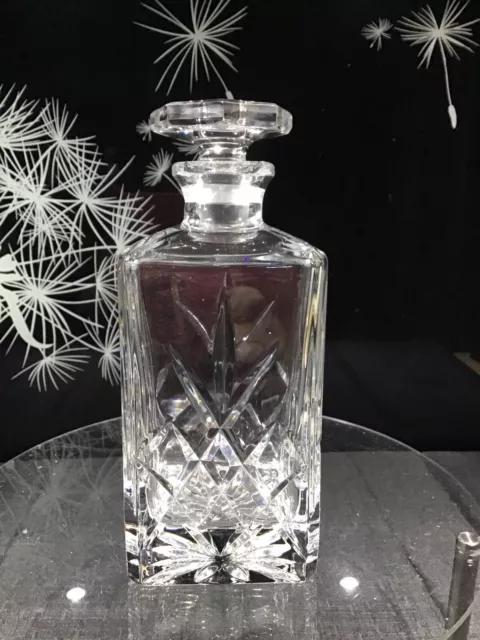 Vintage Royal Doulton Hand Cut Square Crystal Decanter With Stopper - VGC!