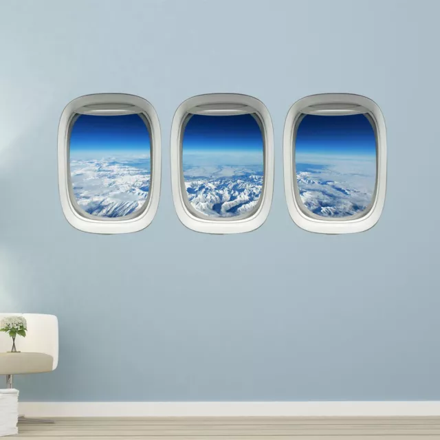 Plane Window Decals Snowy Mountains Airplane Window Seat View VWAQ - PPW2