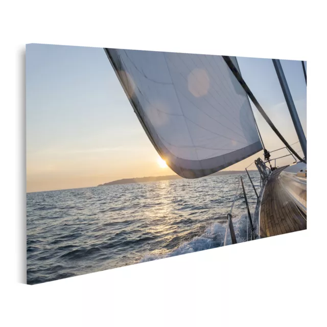 Bild auf Leinwand Luxus Segelboot Segeln Meer Offener Sonnenuntergang Bilder